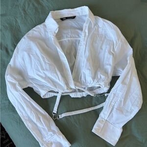 Zara White Shirt with Tag Detail